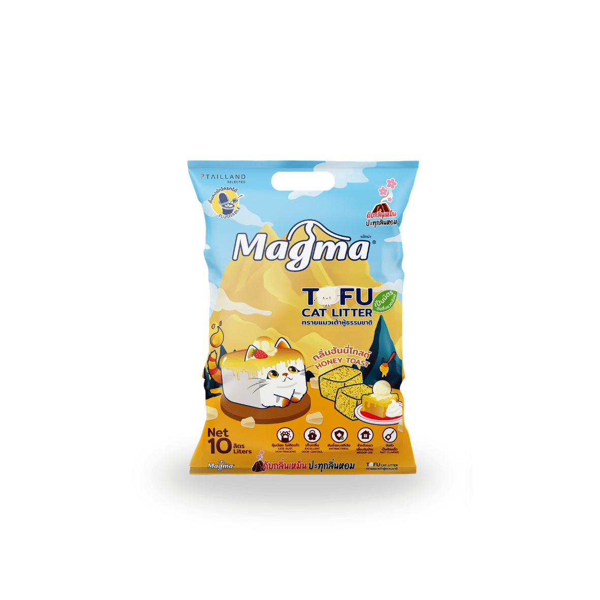 ทรายแมวเต้าหู้ MAGMA 10 ลิตร กลิ่นฮันนี่โทสต์